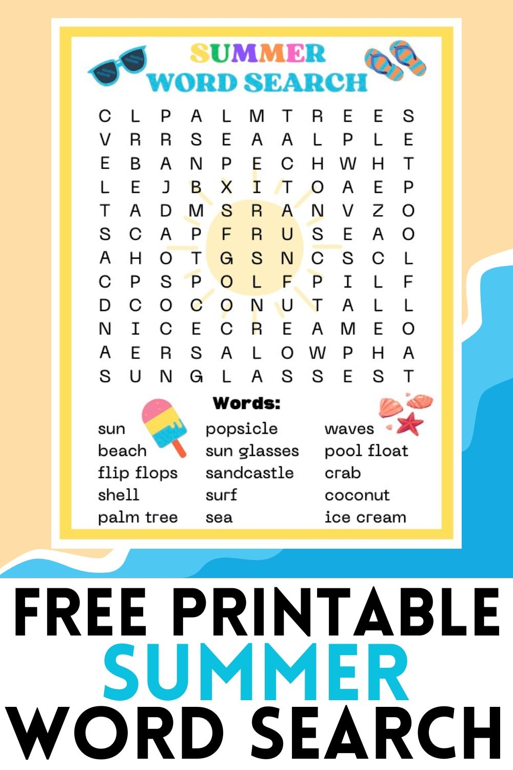 Summer Word Search Free Printable Pdf