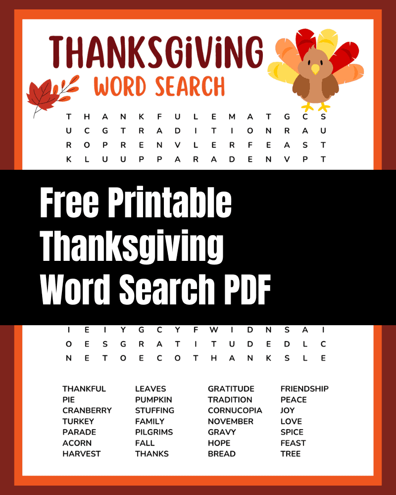 Free Printable Thanksgiving Word Searches