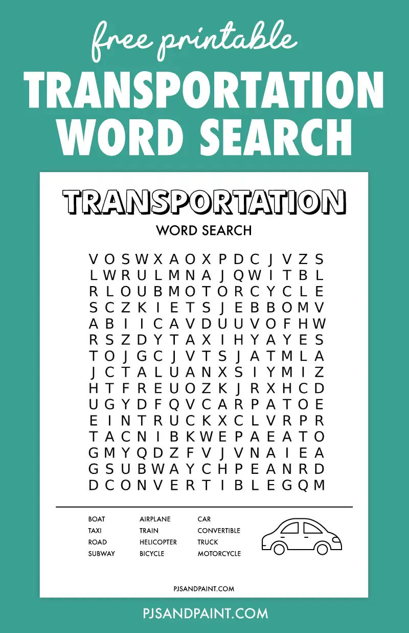 Free Printable Transportation Word Search Pjs And Paint Free Printable Transportation Word Search Pjs And Paint