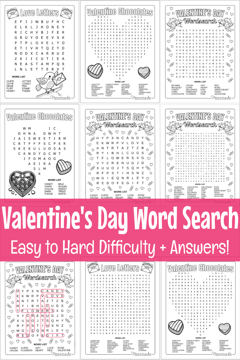 Free Printable Valentine s Day Word Search Puzzles