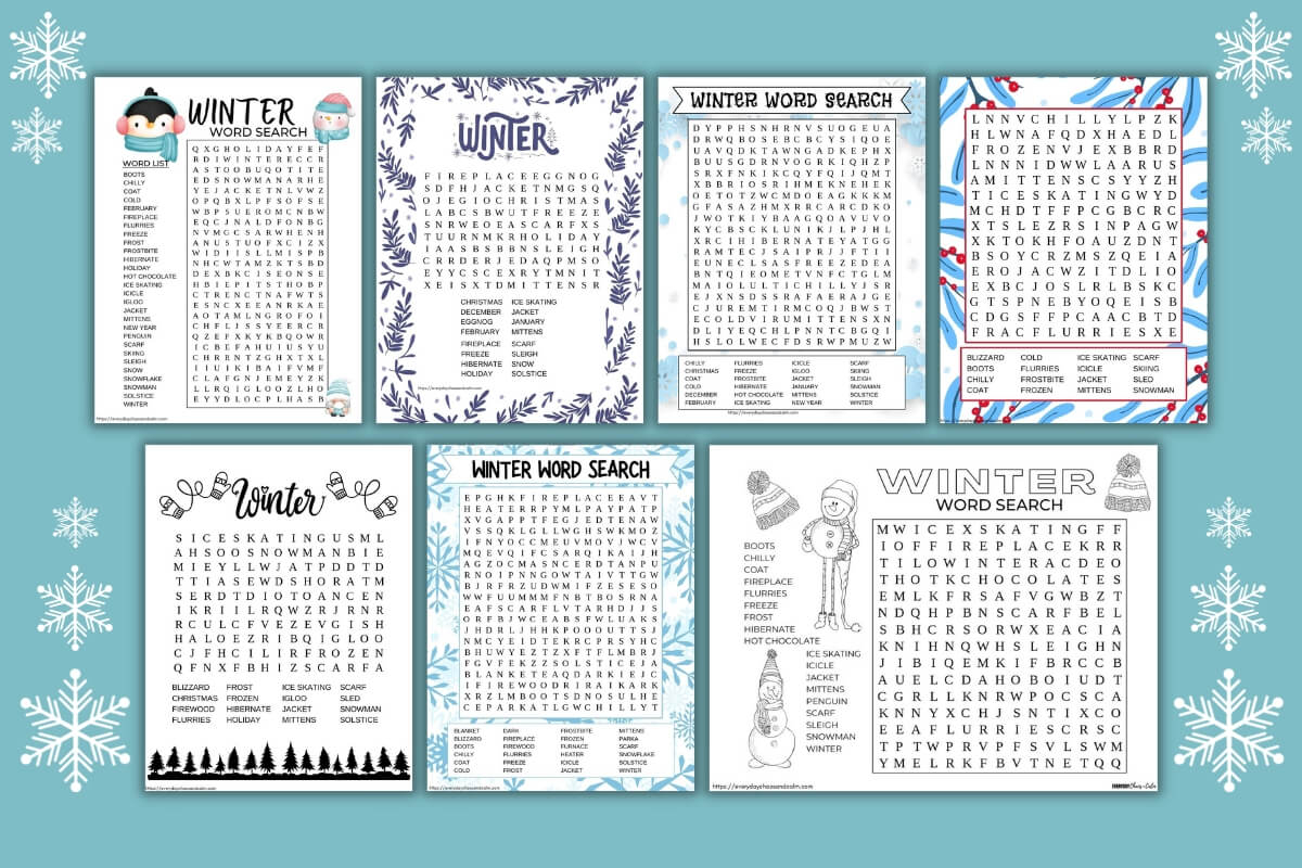 Free Printable Word Search Puzzles Winter