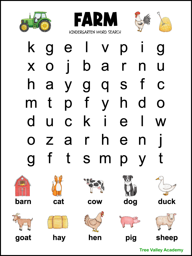 Free Printable Word Search Kindergarten Worksheets Library