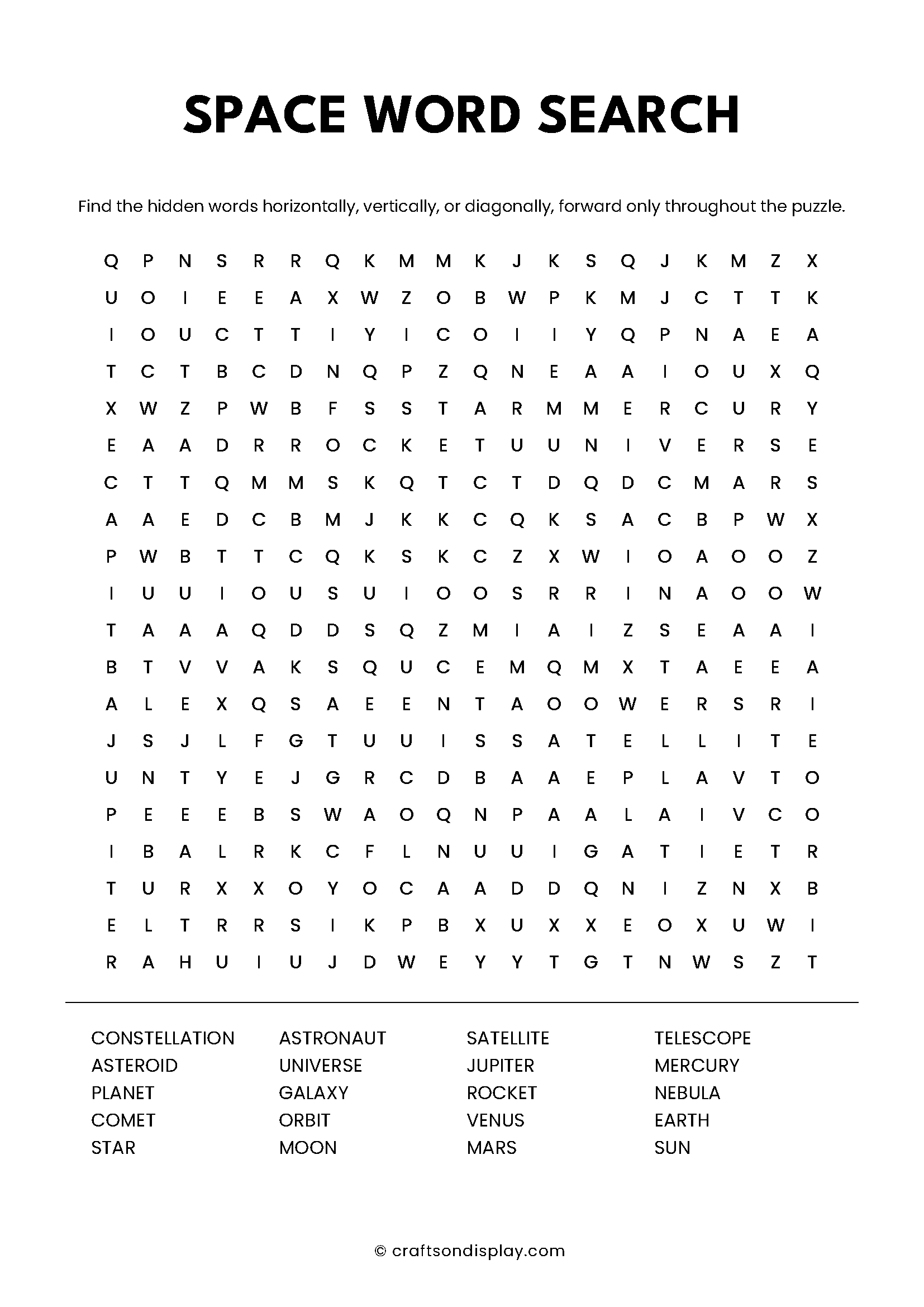 Free Printable Word Search Puzzles Crafts On Display