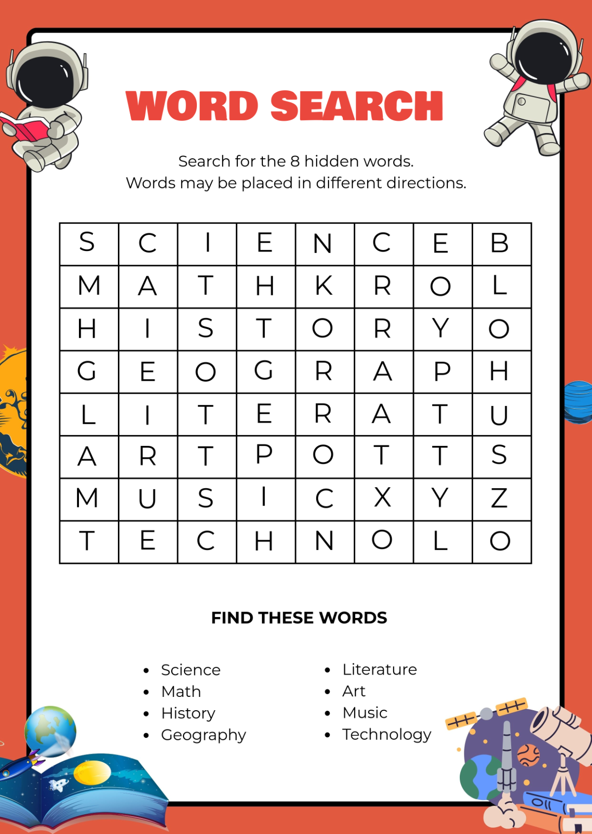 Online Word Search Template