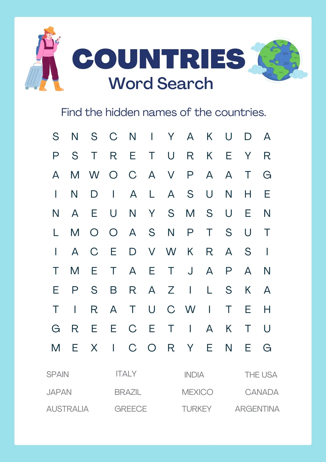 Free Printable Word Search Worksheet Templates Canva