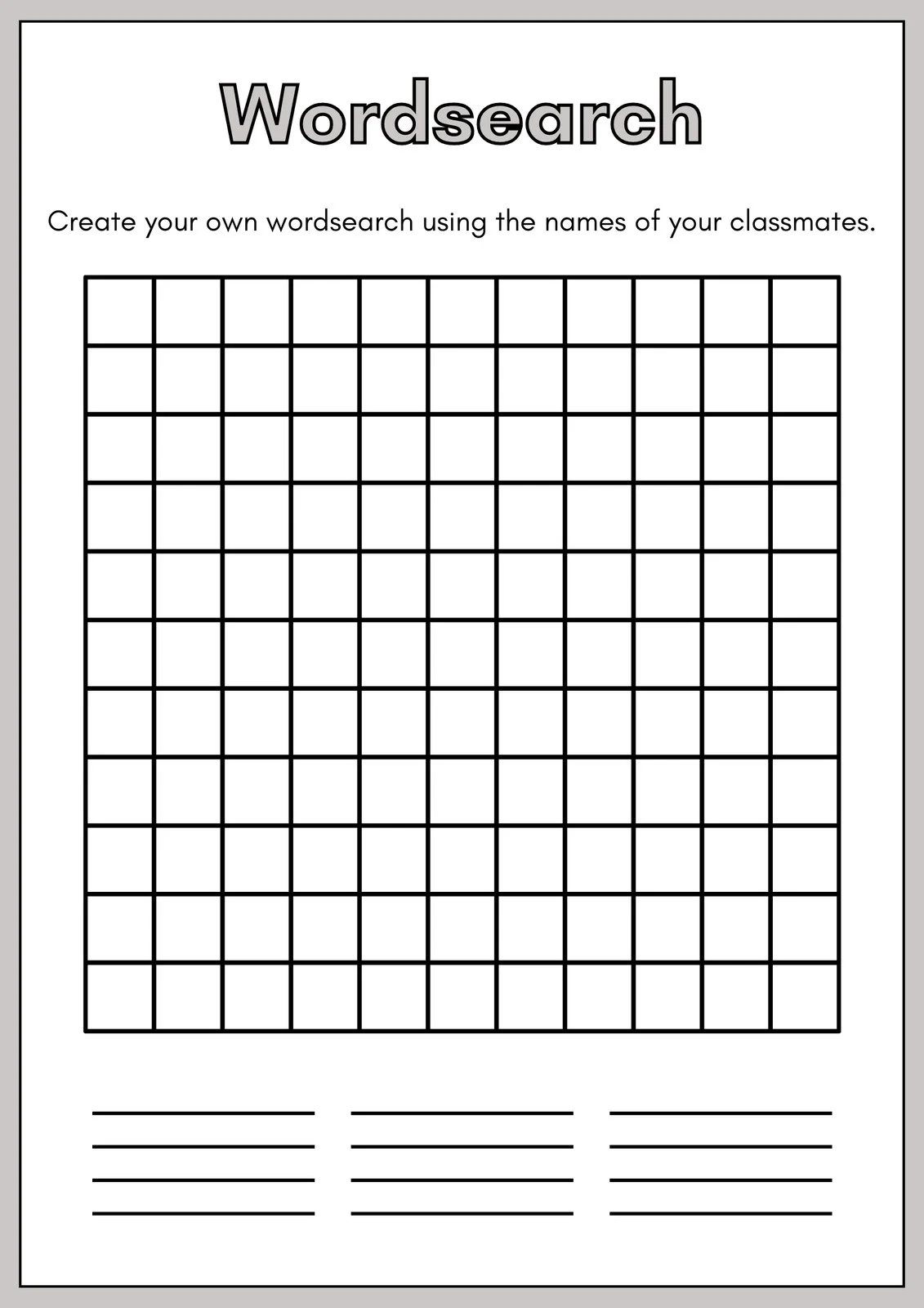 Simple Word Search Free Printable