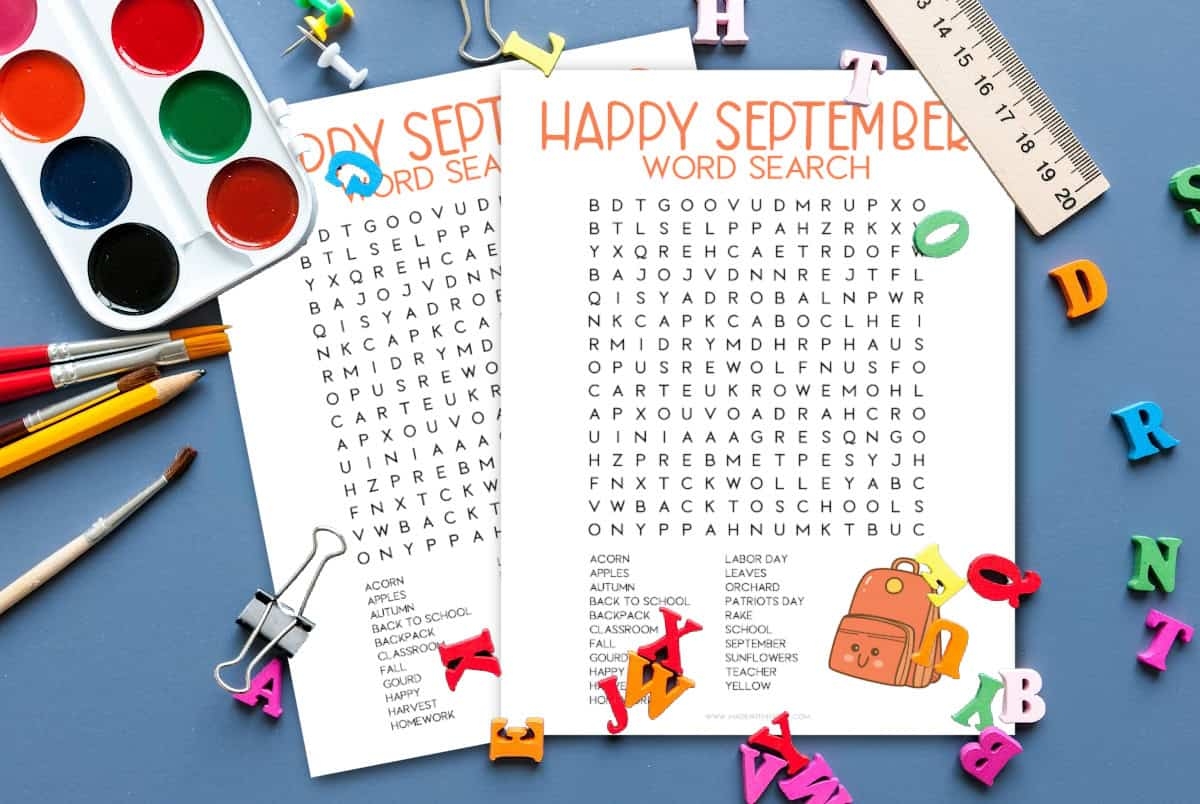 FREE September Word Search Puzzle Printable Made With HAPPY