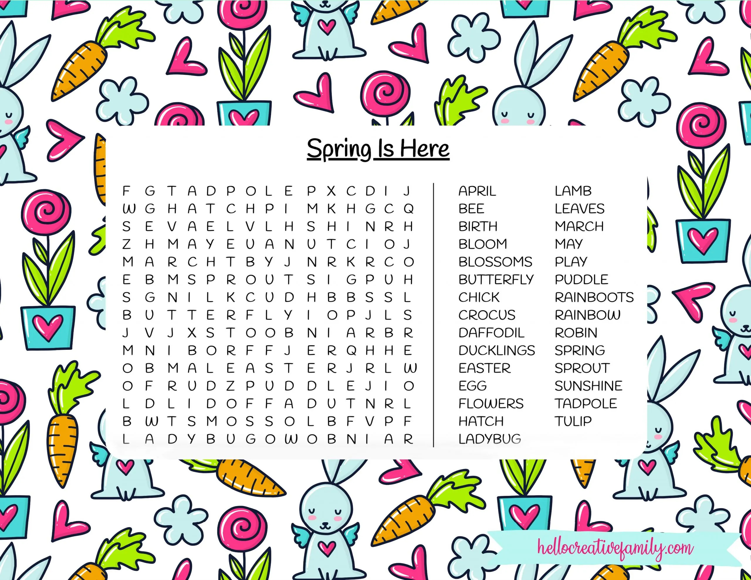 Word Search Printable Spring