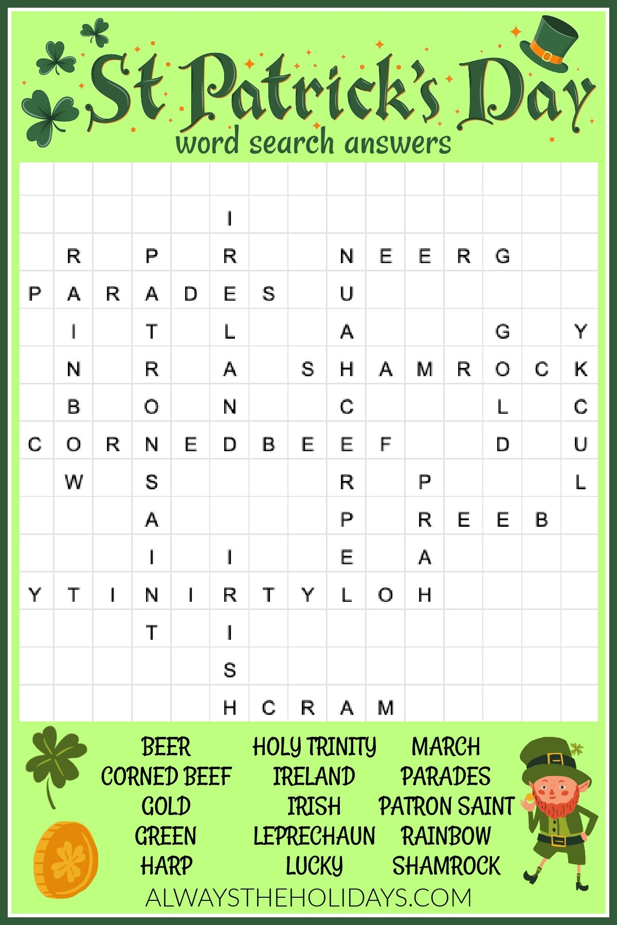 St Patrick's Day Word Searches Printable