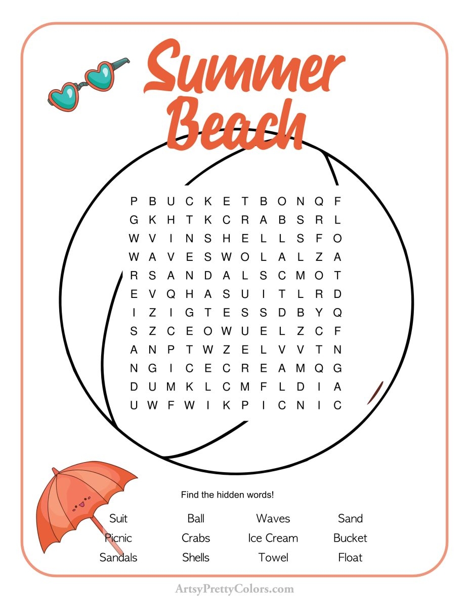Word Search Beach Theme Printable