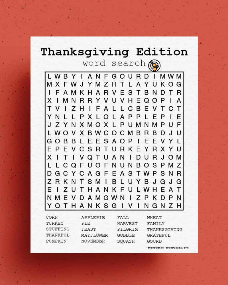 Free Thanksgiving Word Search Printable Game Sheets Crazy Laura Free Thanksgiving Word Search Printable Game Sheets Crazy Laura