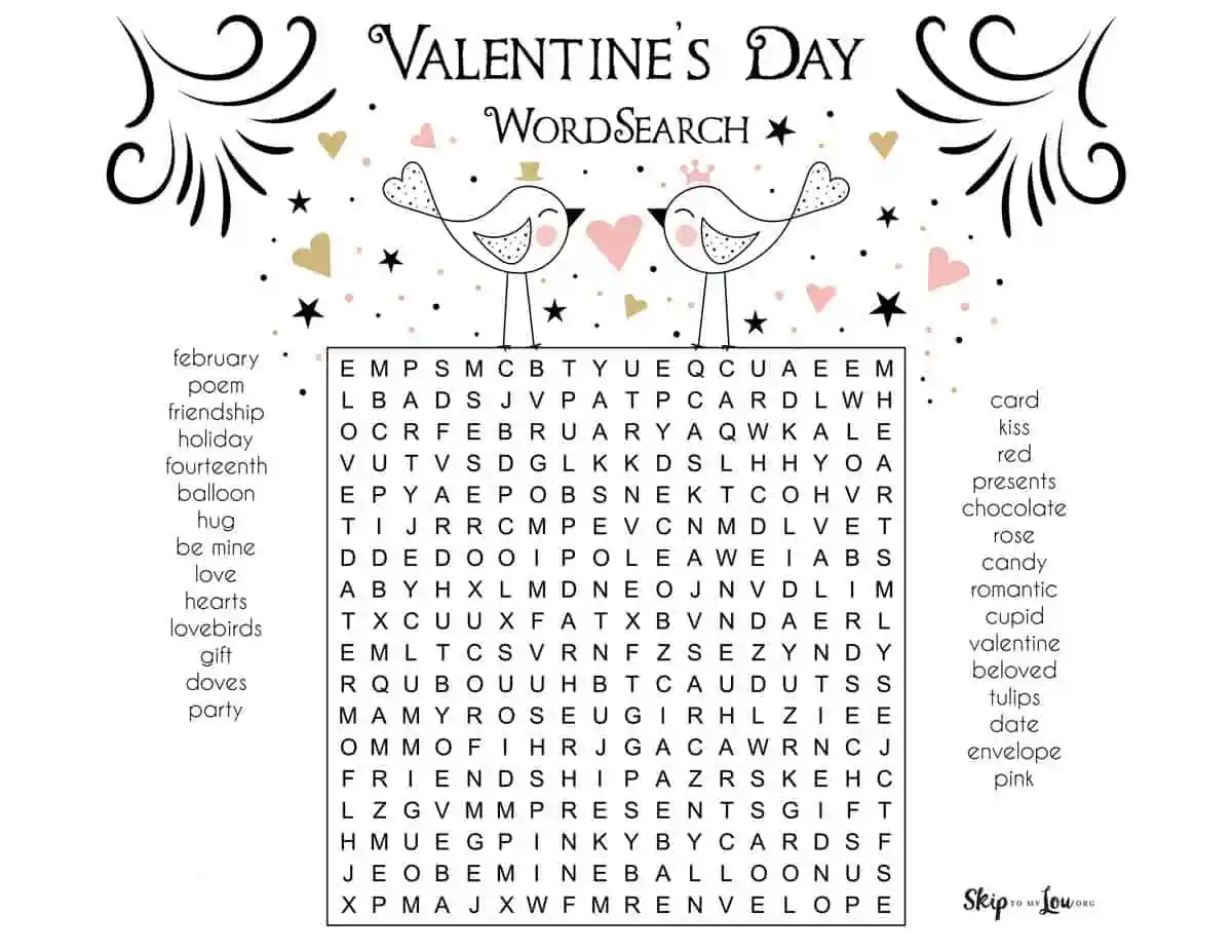 Valentine's Day Word Search Printable Hard
