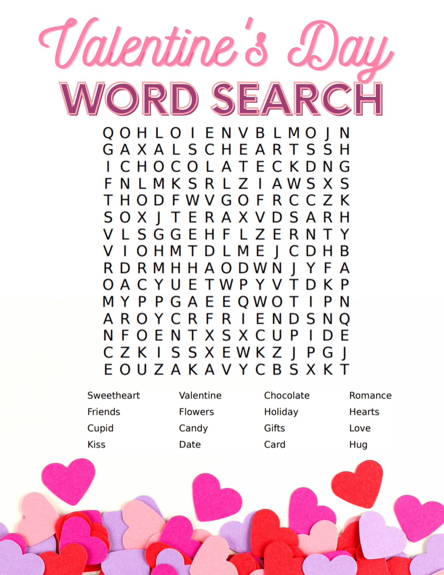 Valentines Word Search Printable