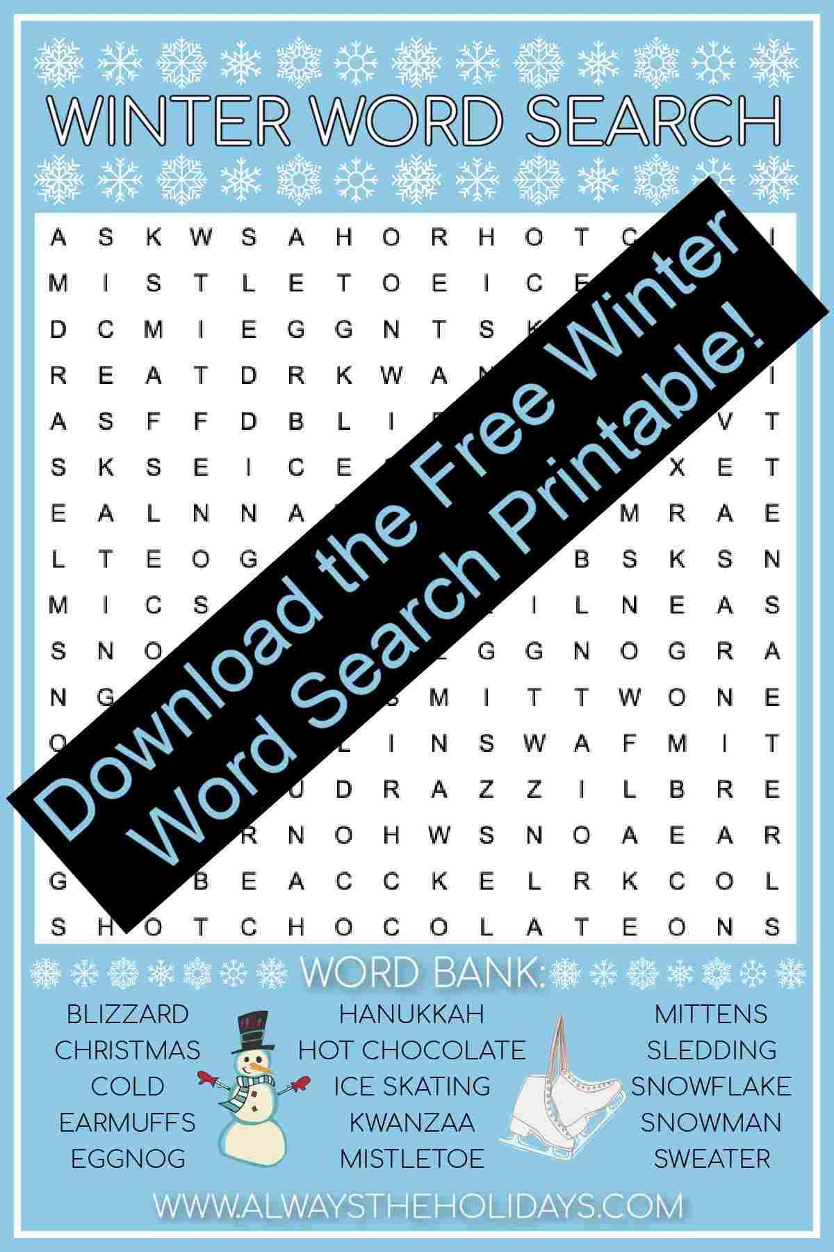 Adult Winter Word Search