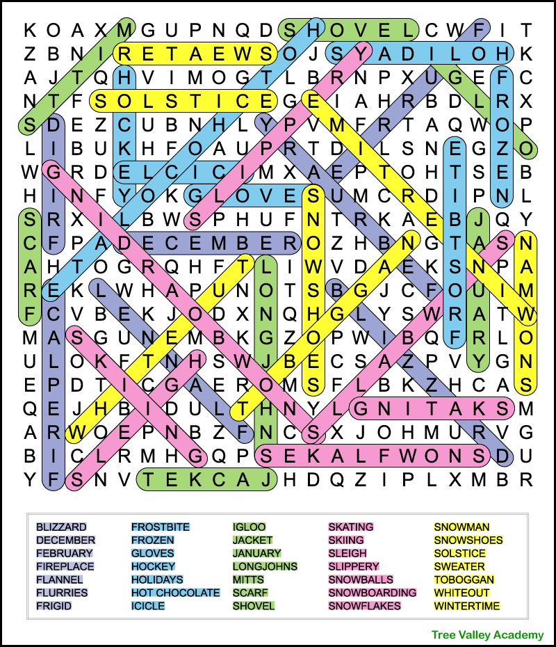 Free Winter Word Searches For Kids Tree Valley Academy Free Winter Word Searches For Kids Tree Valley Academy