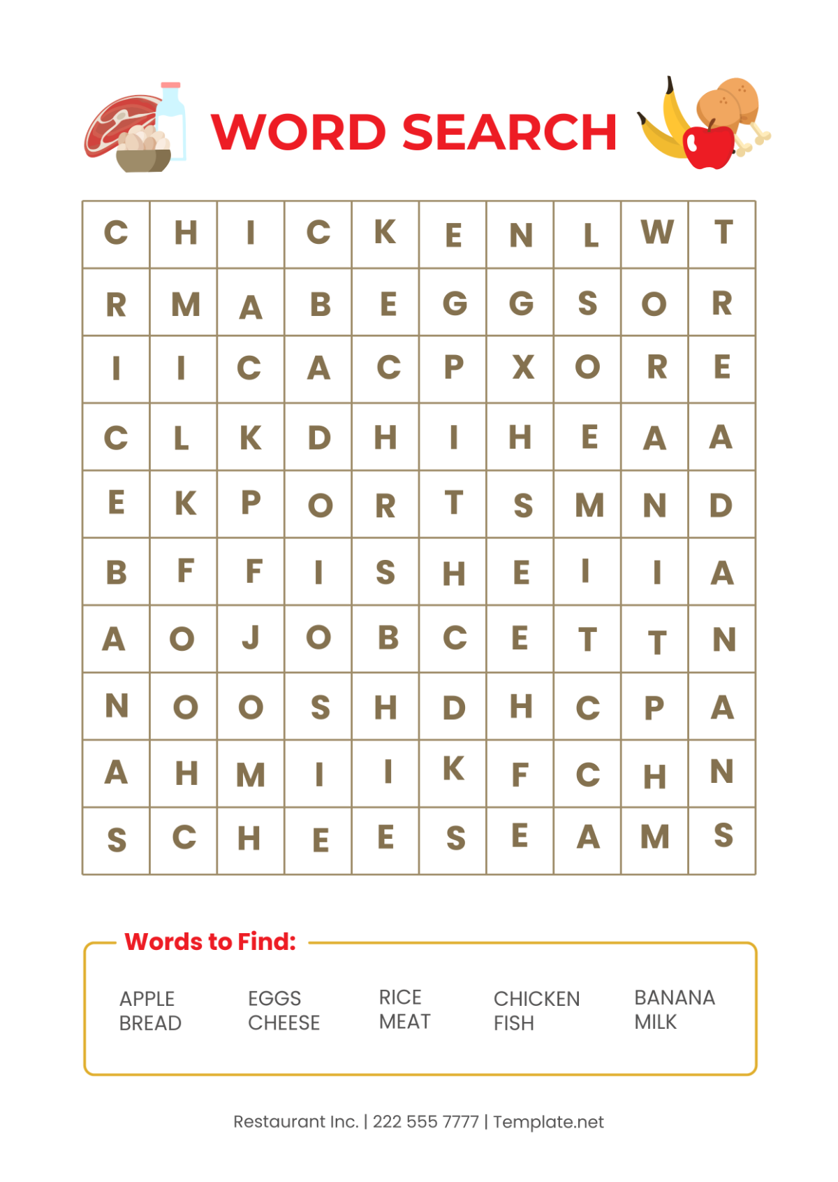 Free Word Search Puzzle Template To Edit Online