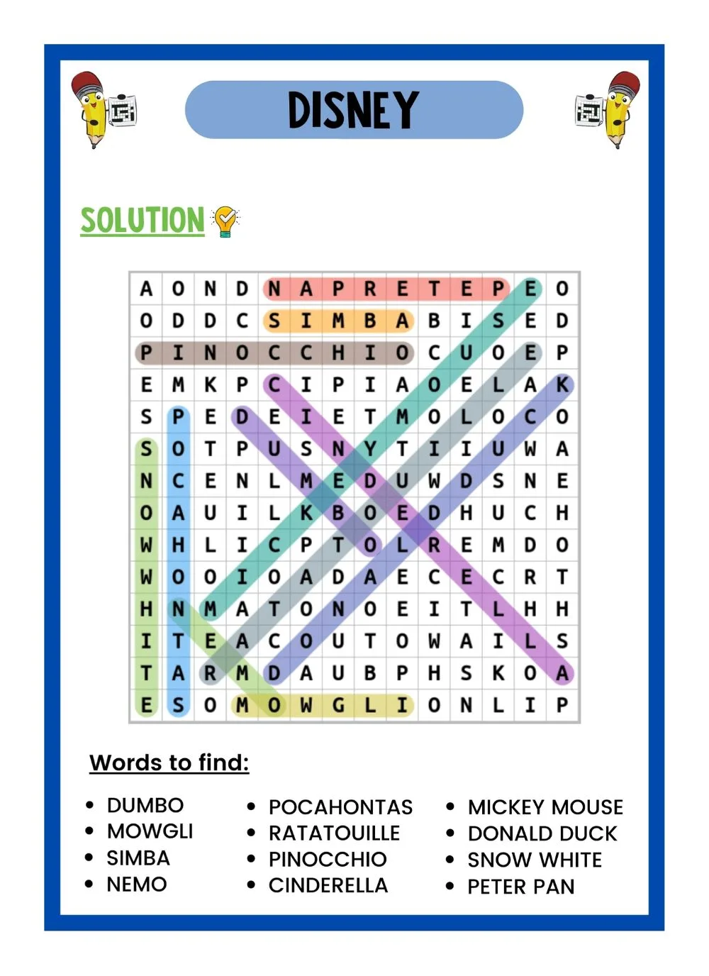 Disney Word Search To Print