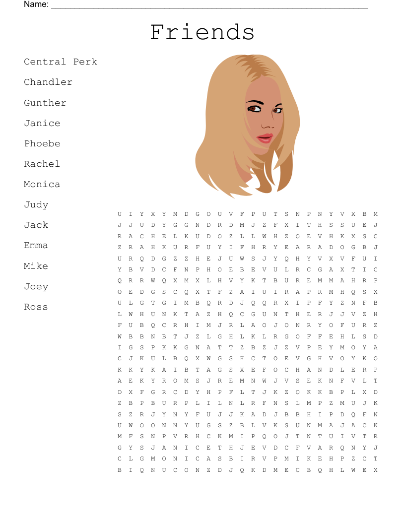 Word Search Printable Hard Friends