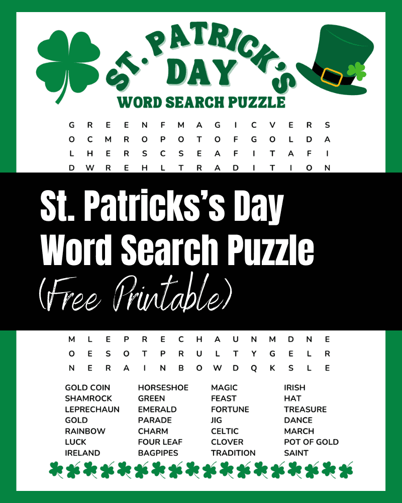 Fun Free Printable St Patrick s Day Word Search Puzzle The Clever Heart