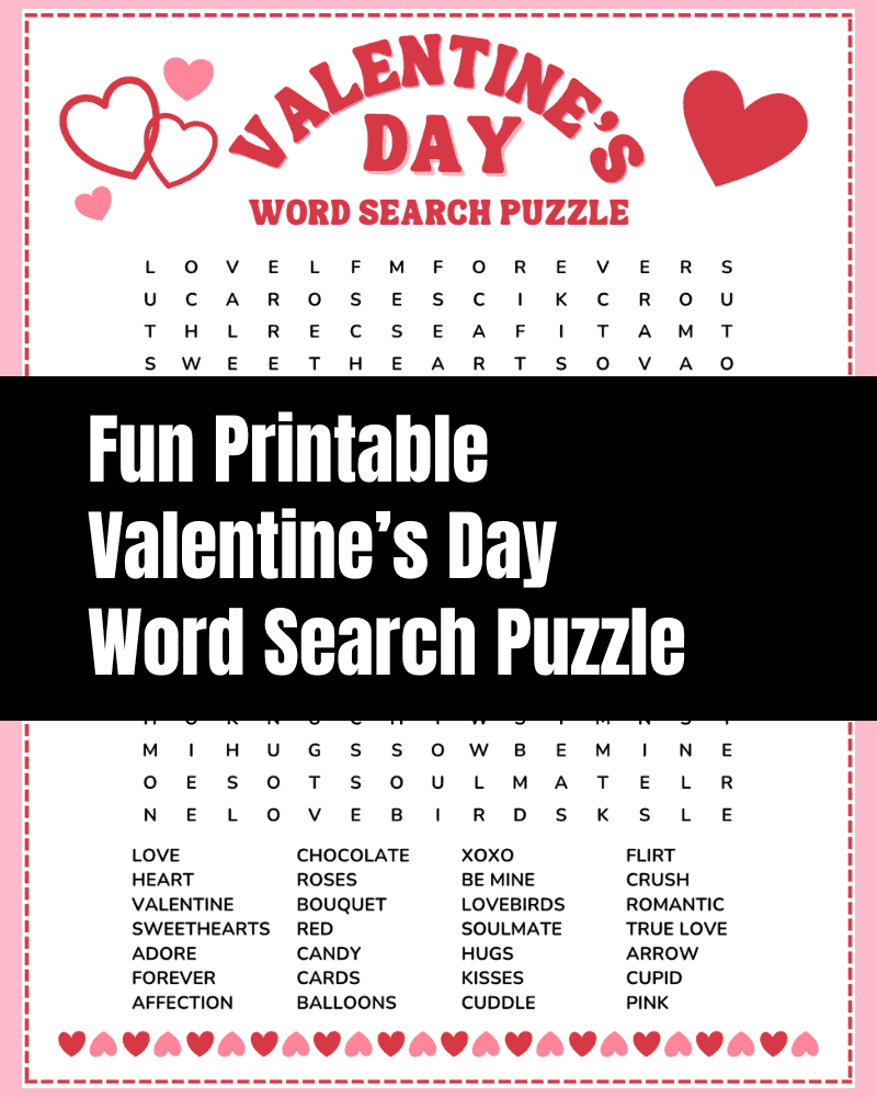 Free Printable Valentine Word Search Puzzles
