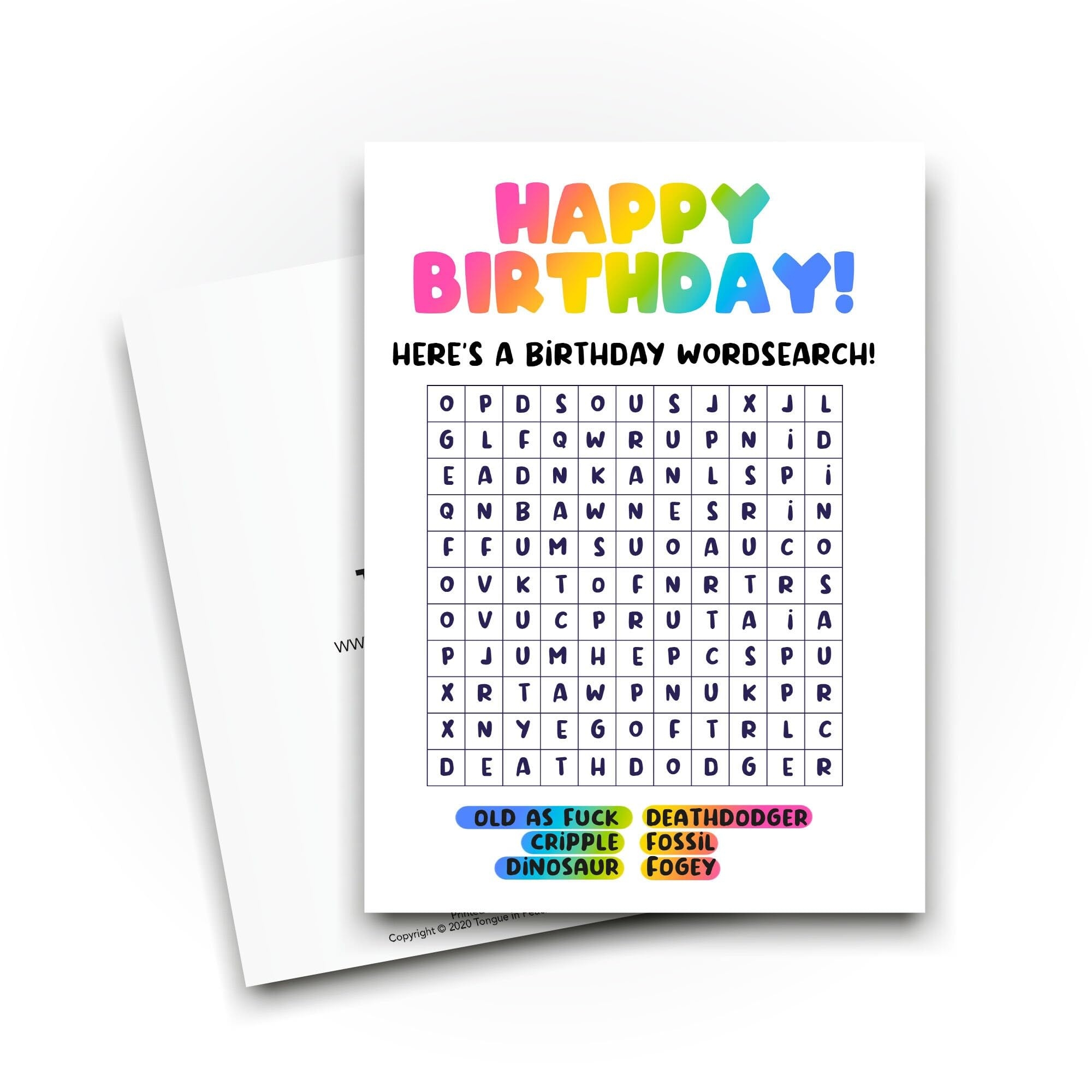 Funny Birthday Cards Here s A Birthday Wordsearch Old Joke Card Sweary Birthday Cards Word Search Card CBH1763 Amazon co uk Stationery U0026 Office Supplies