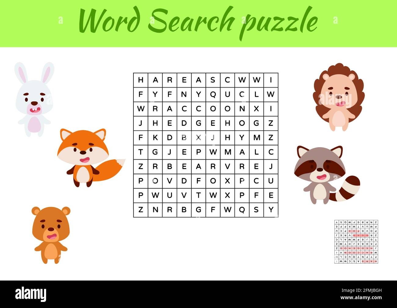Game Template Word Search Puzzle Of Animals For Children With Pictures Kids Activity Worksheet Printable Version Educational Game For Study English Stock Vector Image U0026 Art Alamy