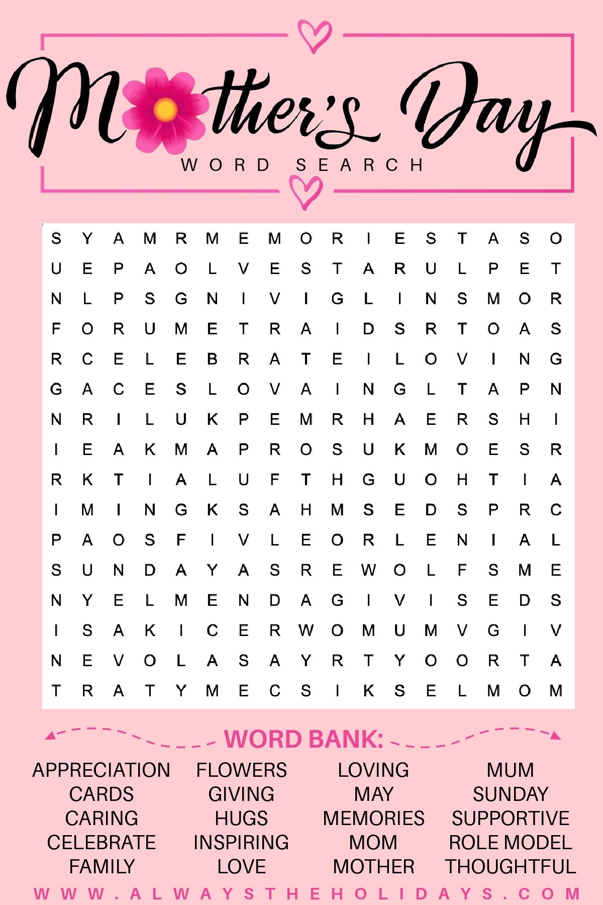 Get A Mother s Day Word Search Free Mother s Day Printable Get A Mother s Day Word Search Free Mother s Day Printable