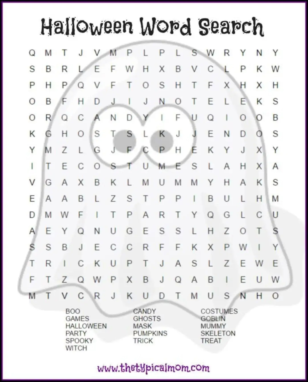 ghost halloween word search printable etsy
