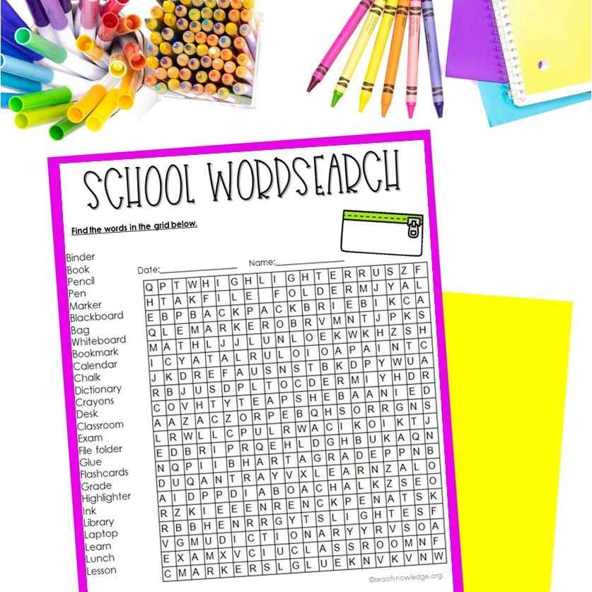 Giant Back To School Word Search Answer Key Free Download In The Post