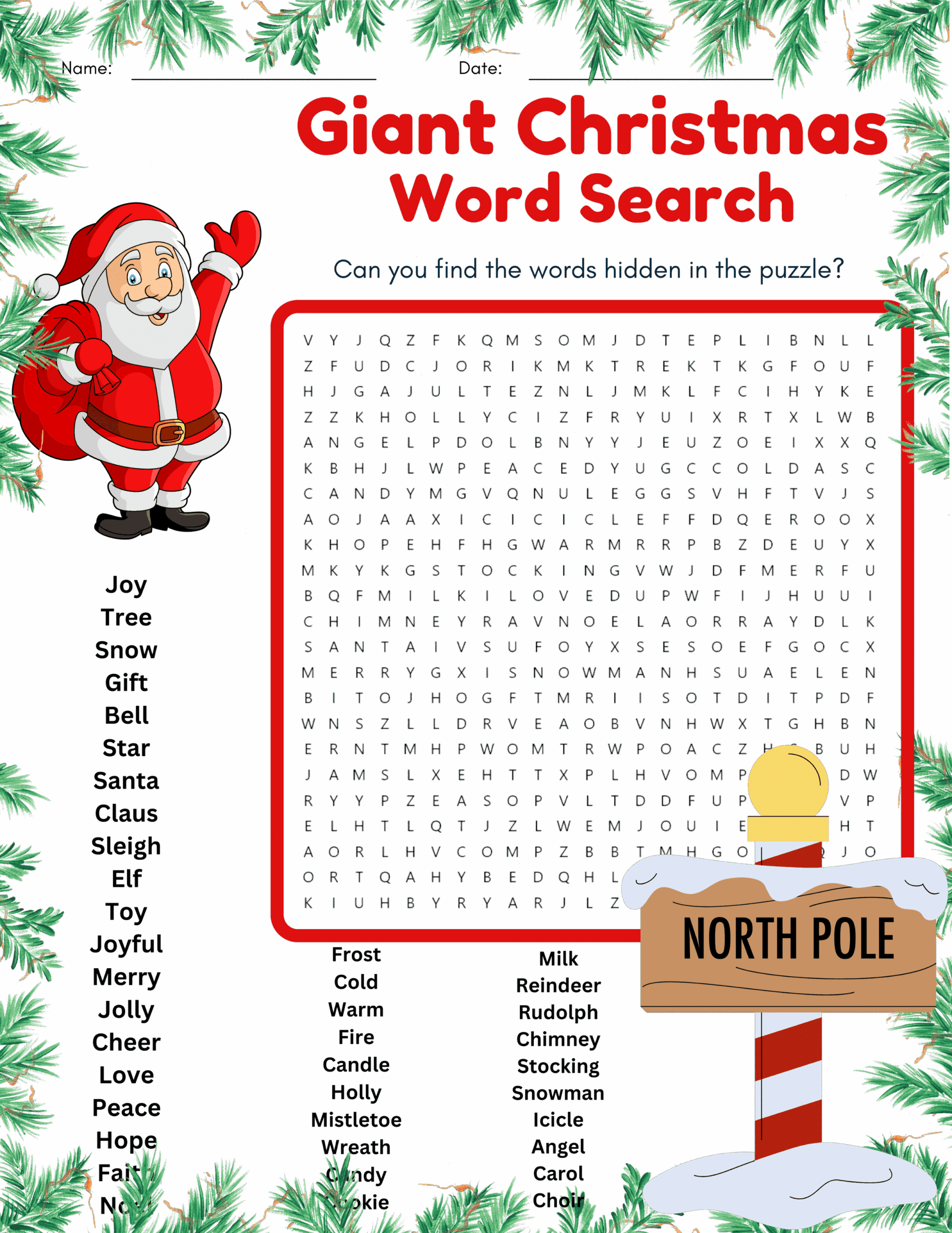 giant christmas vocabulary word search puzzle worksheet activity