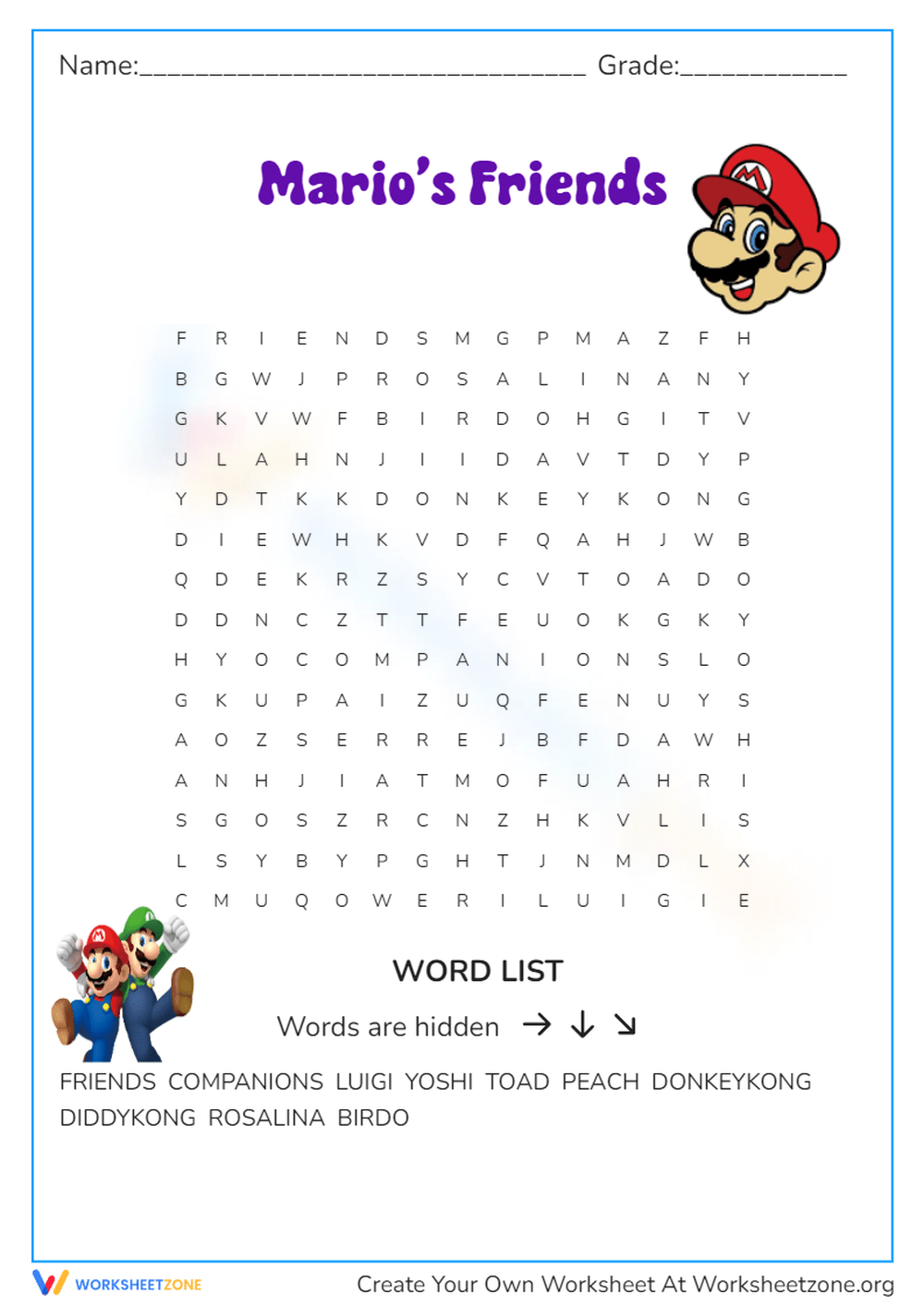 Super Mario Word Search