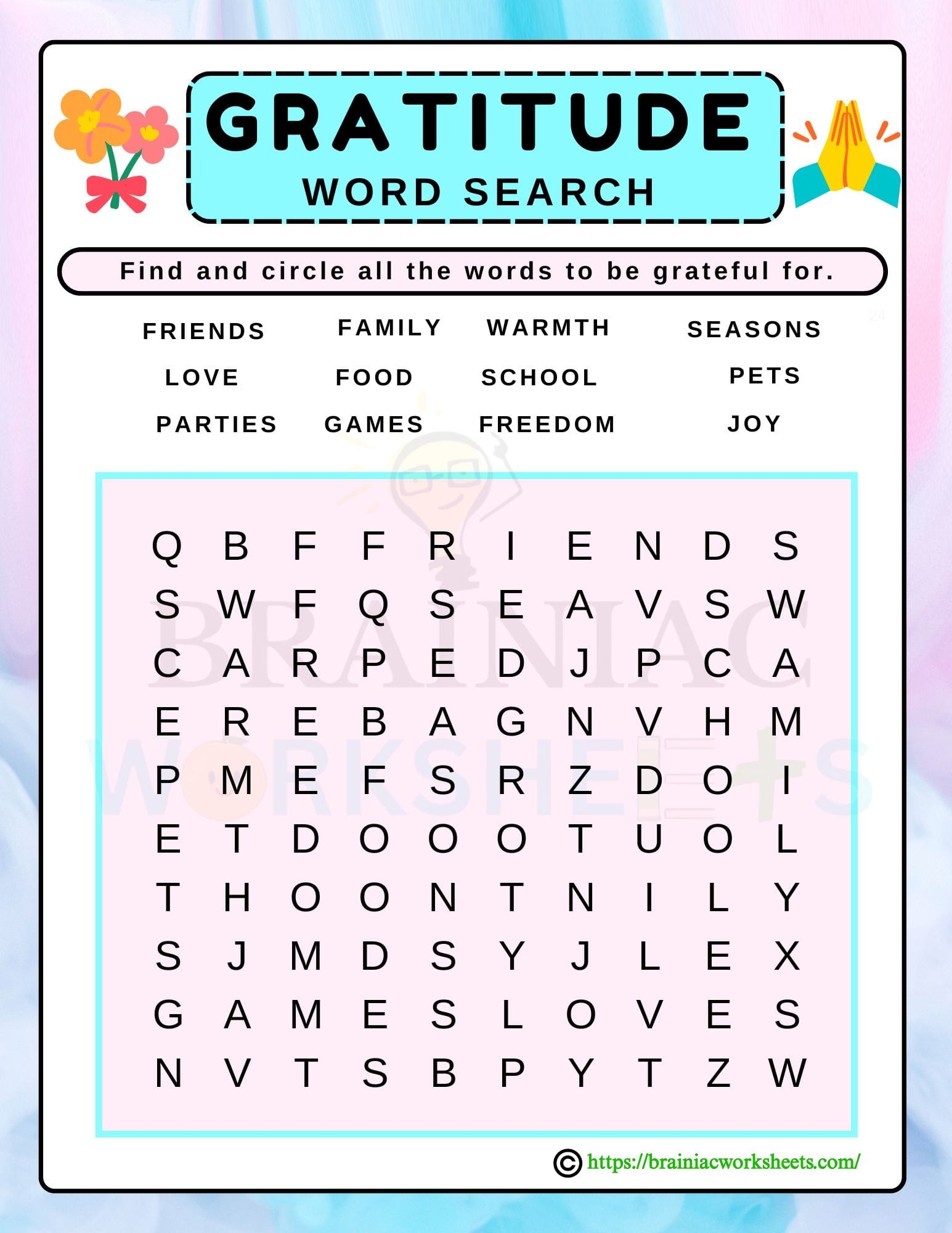 Gratitude Word Search English Worksheet For Class 1 Brainiac Worksheets Gratitude Word Search English Worksheet For Class 1 Brainiac Worksheets