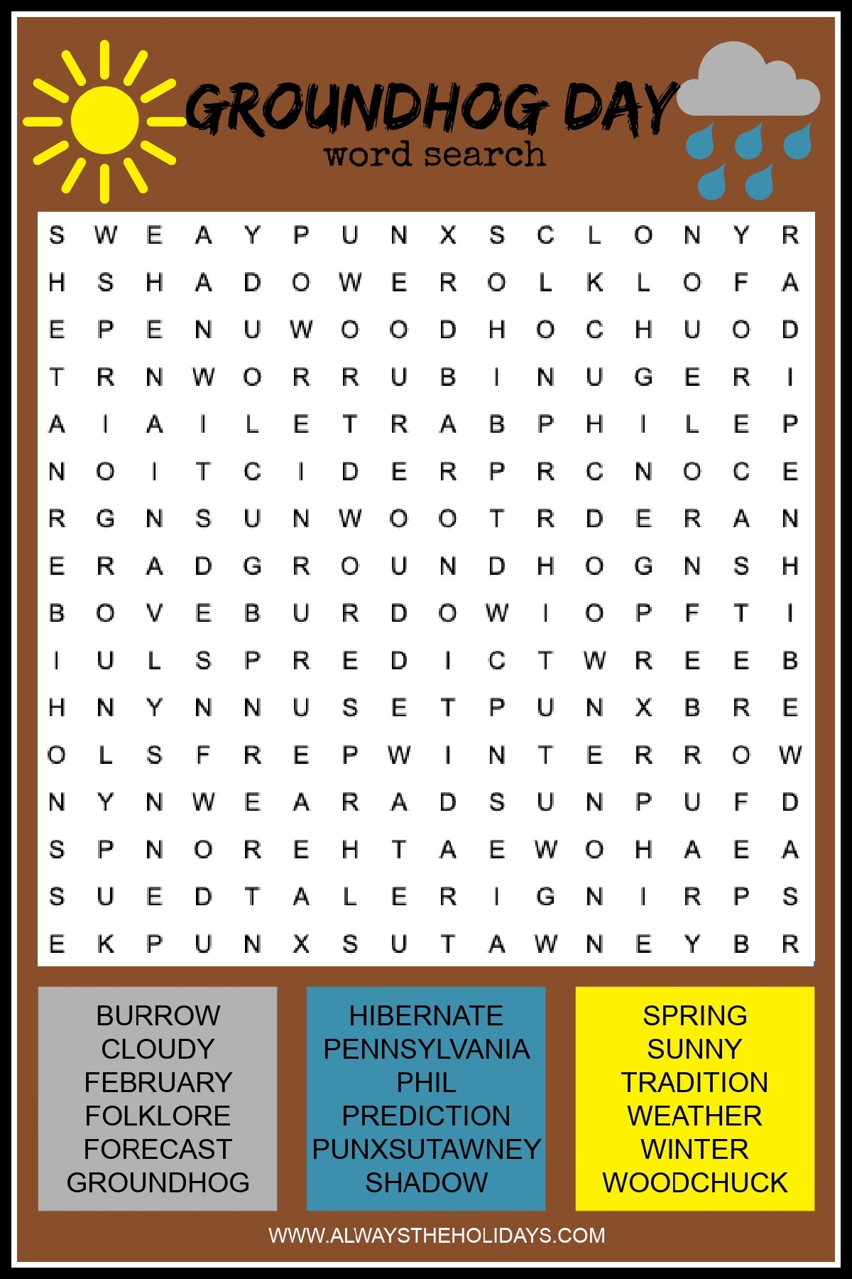 groundhog day word search free groundhog day printable