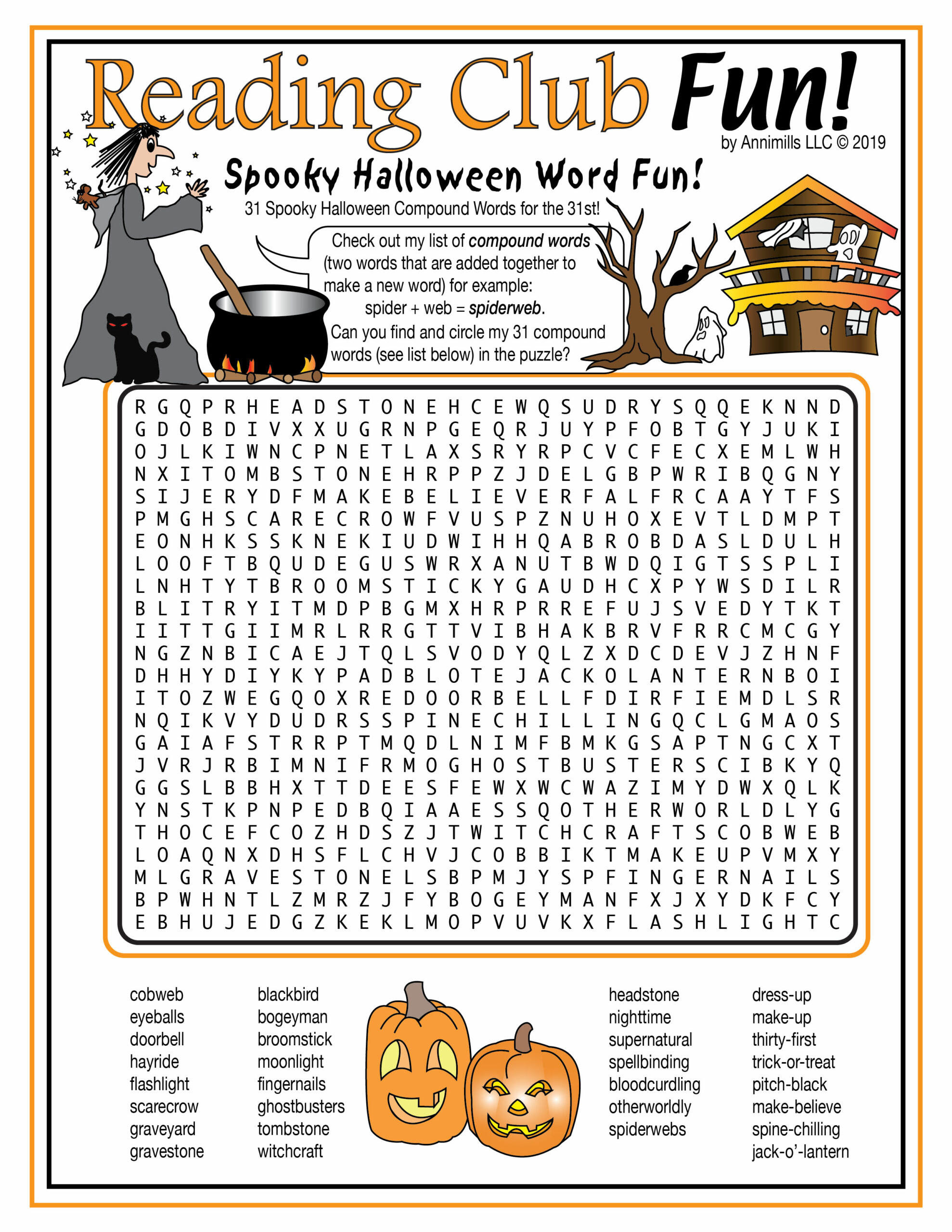 Halloween Compound Words Printable Word Search Puzzle Made By Teachers Halloween Compound Words Printable Word Search Puzzle Made By Teachers