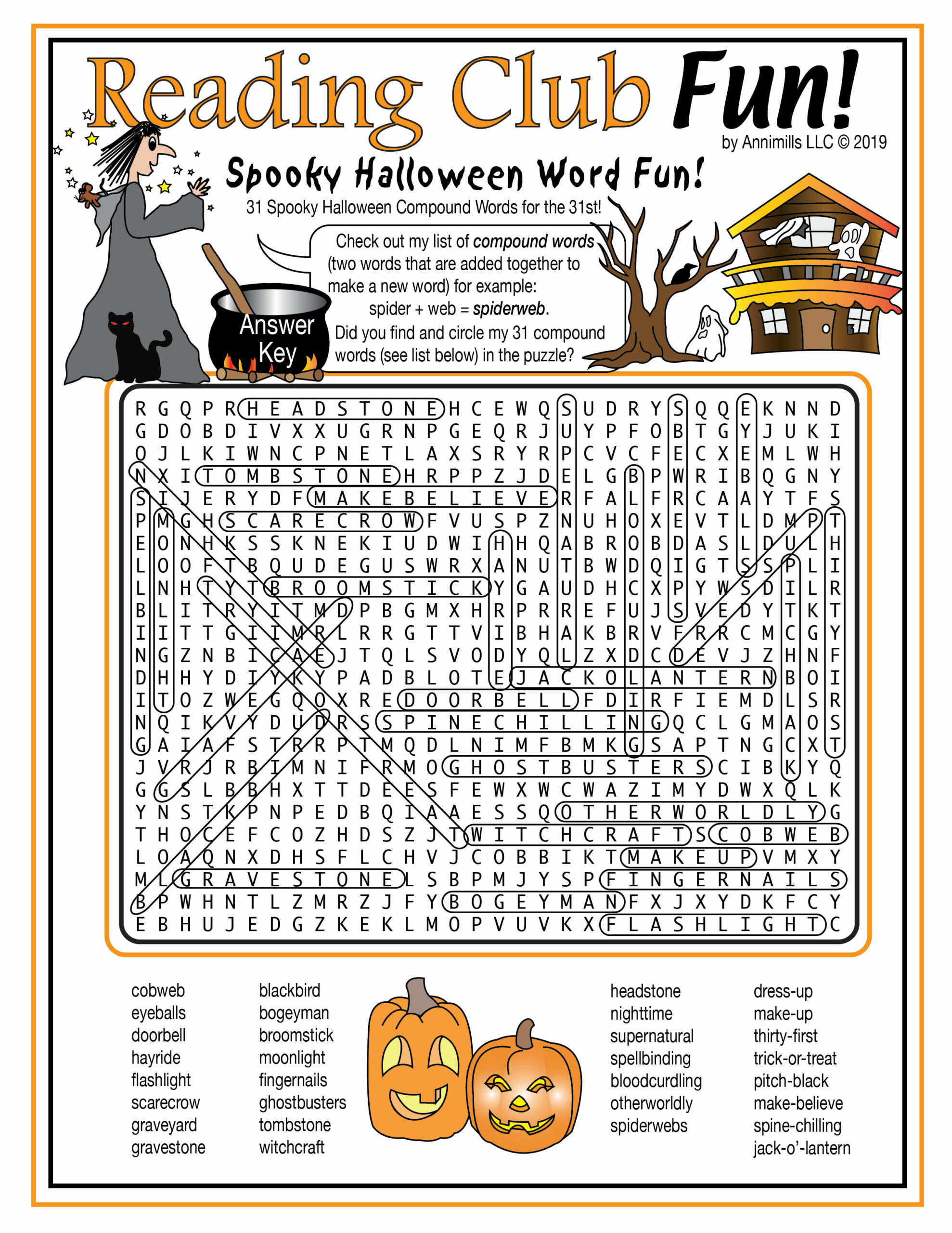 Halloween Compound Words Printable Word Search Puzzle Made By Teachers Halloween Compound Words Printable Word Search Puzzle Made By Teachers