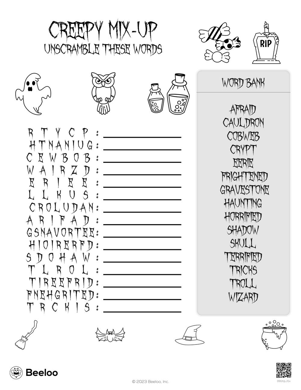 Halloween Printable Word Search Pdf