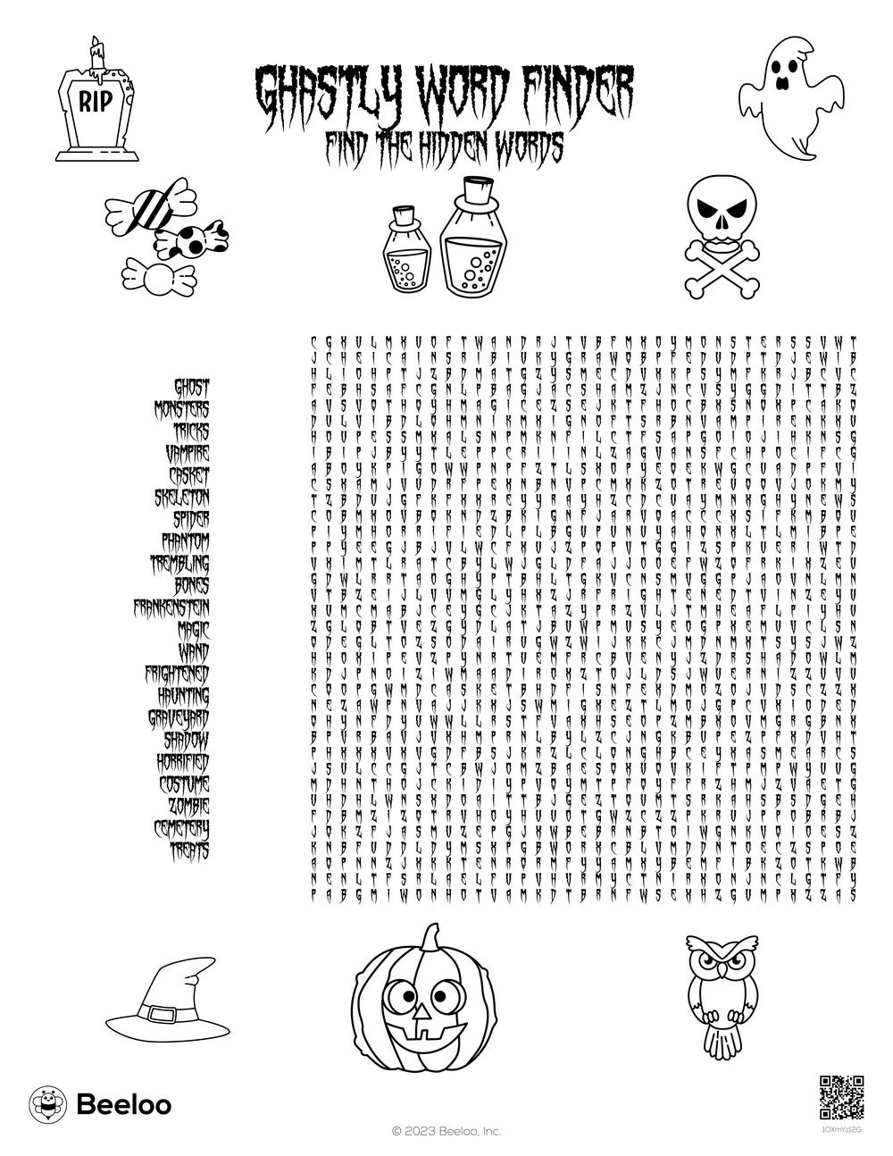 Word Search Halloween Printable