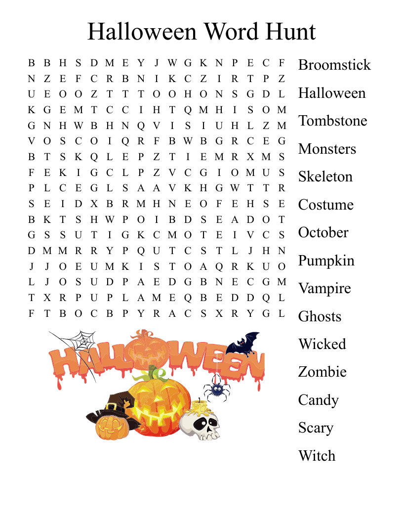 Word Search Printable Halloween