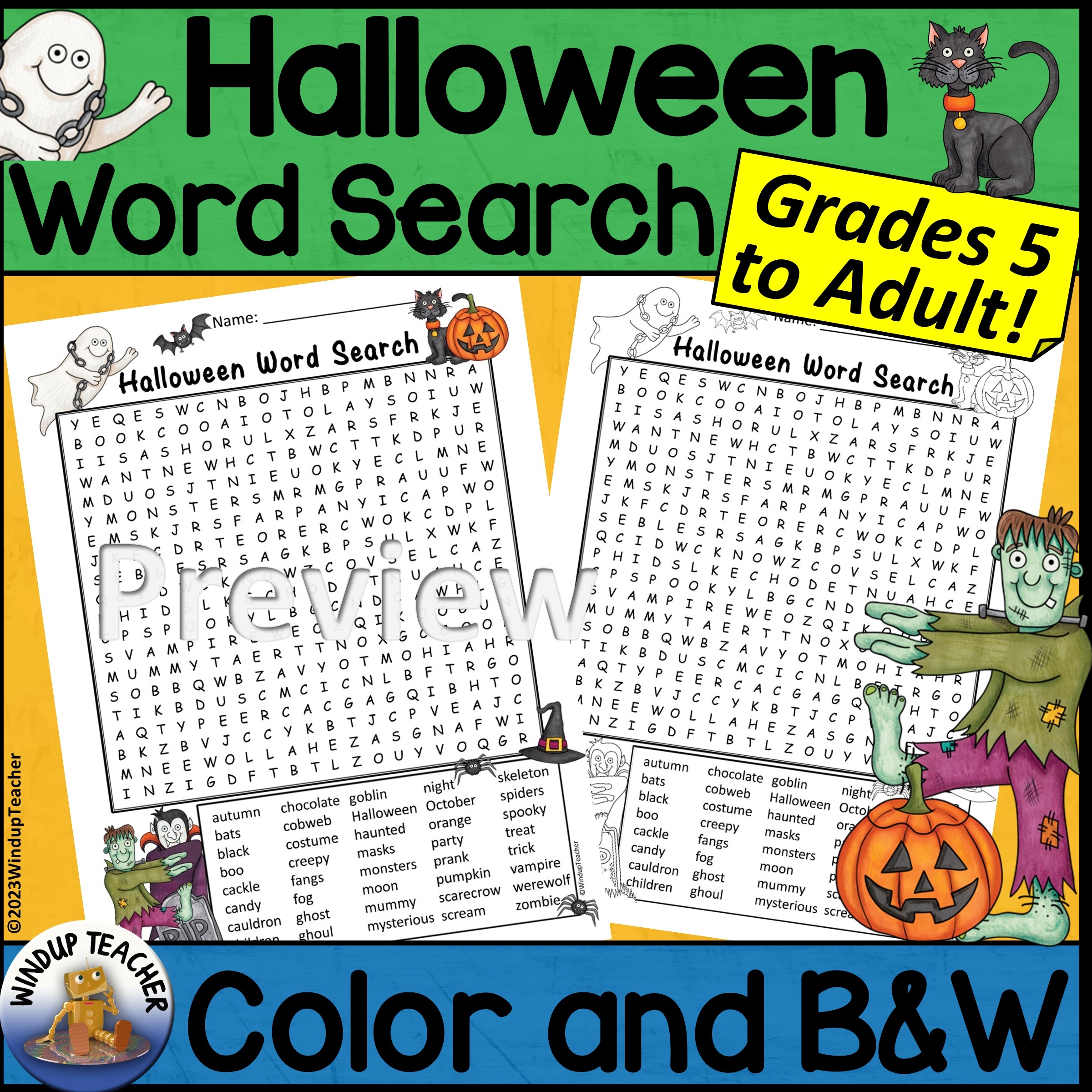 Halloween Word Search Printable For Adults
