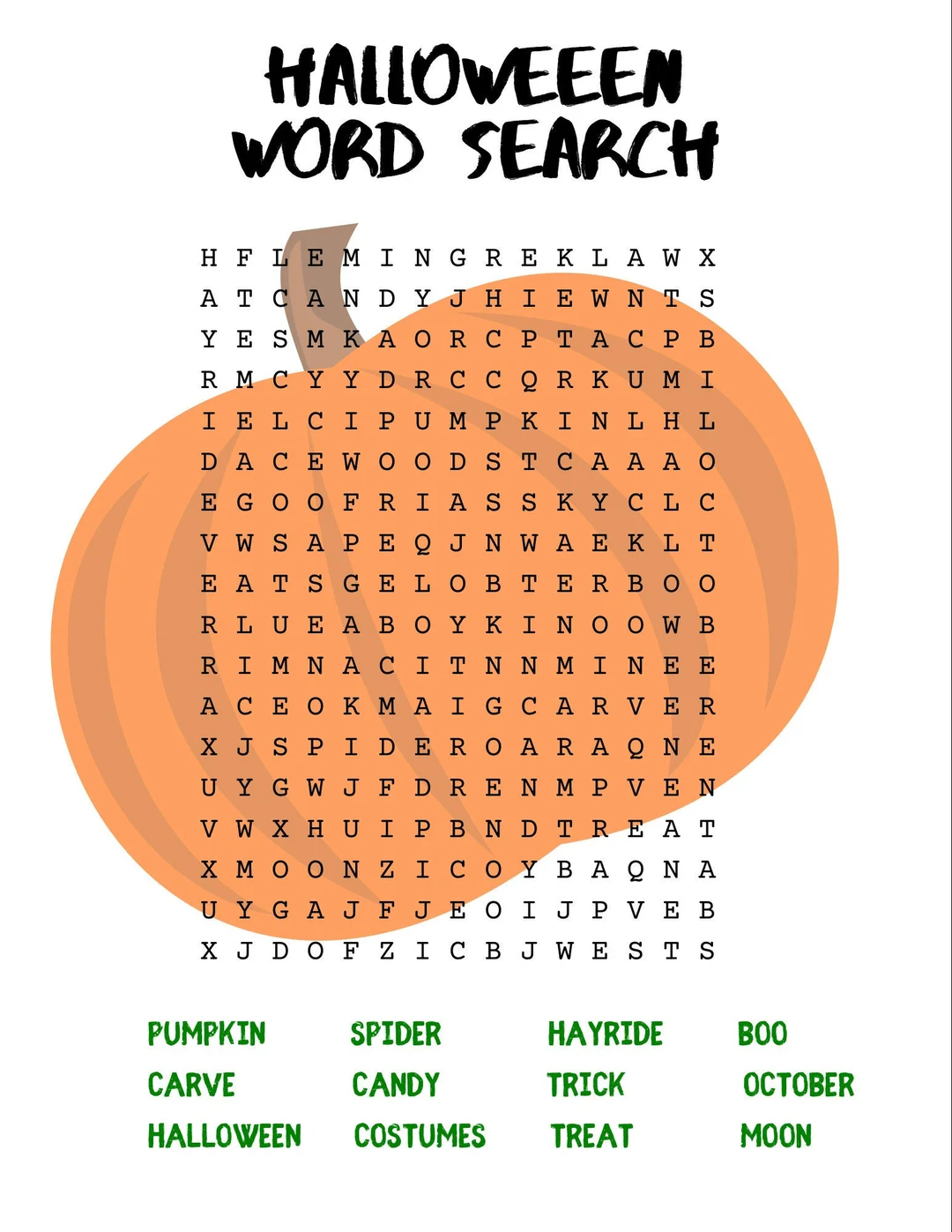Free October Word Search Puzzles