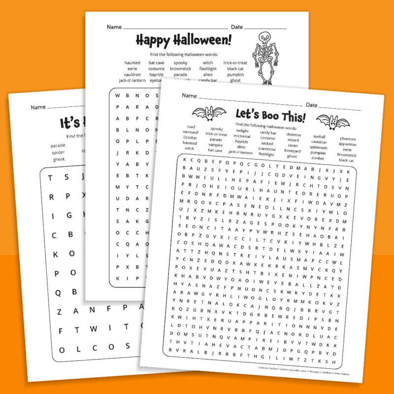 Halloween Word Search Free Easy Medium And Hard Puzzles