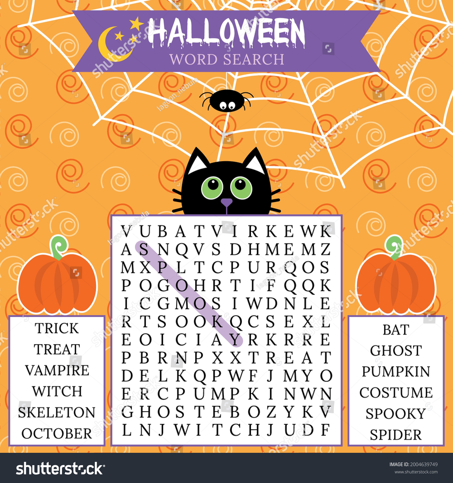 Halloween Word Search Puzzle Crossword Game Stock Vector Royalty Free 2004639749 Shutterstock