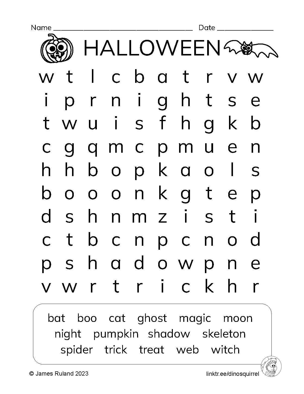 Halloween Word Search Word Find 2 VERSIONS Easy K 3rd And Hard 3rd 6th Classful