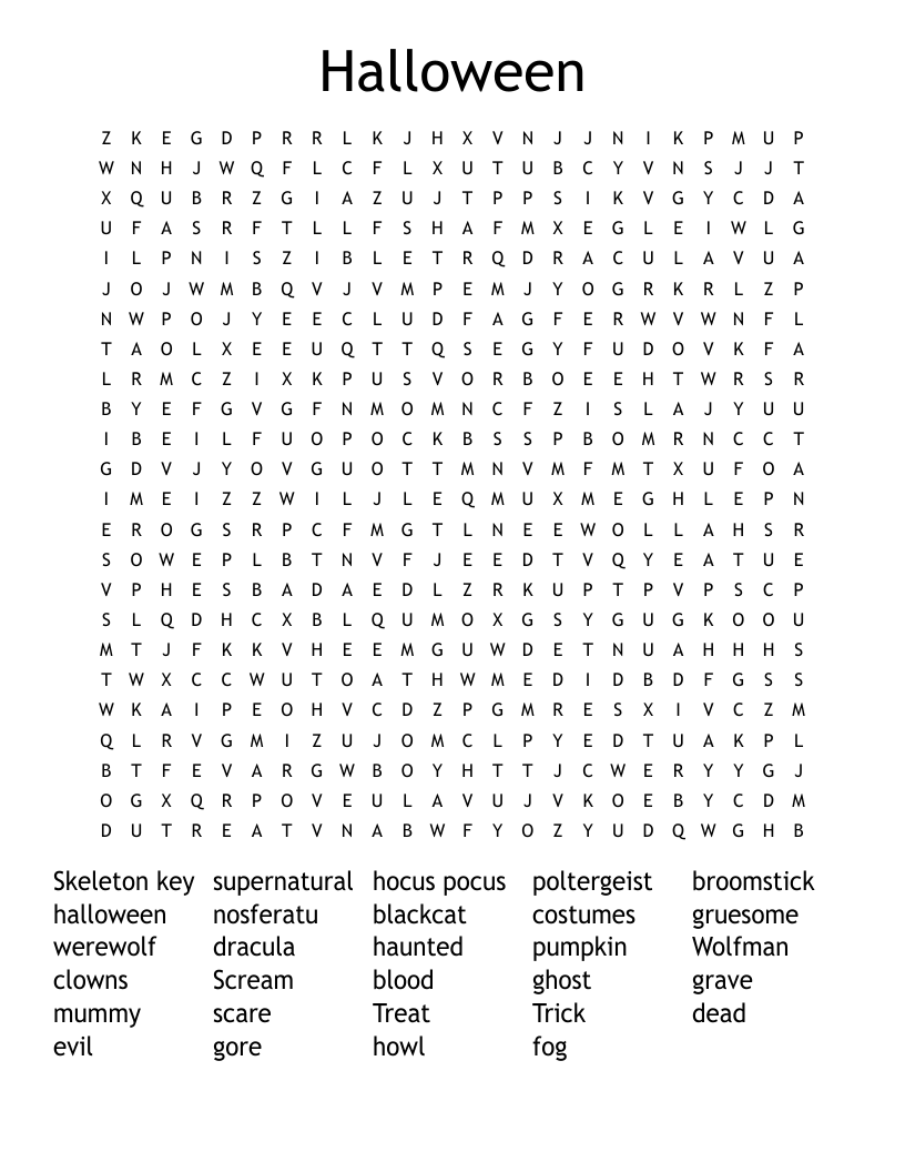 Halloween Word Search WordMint