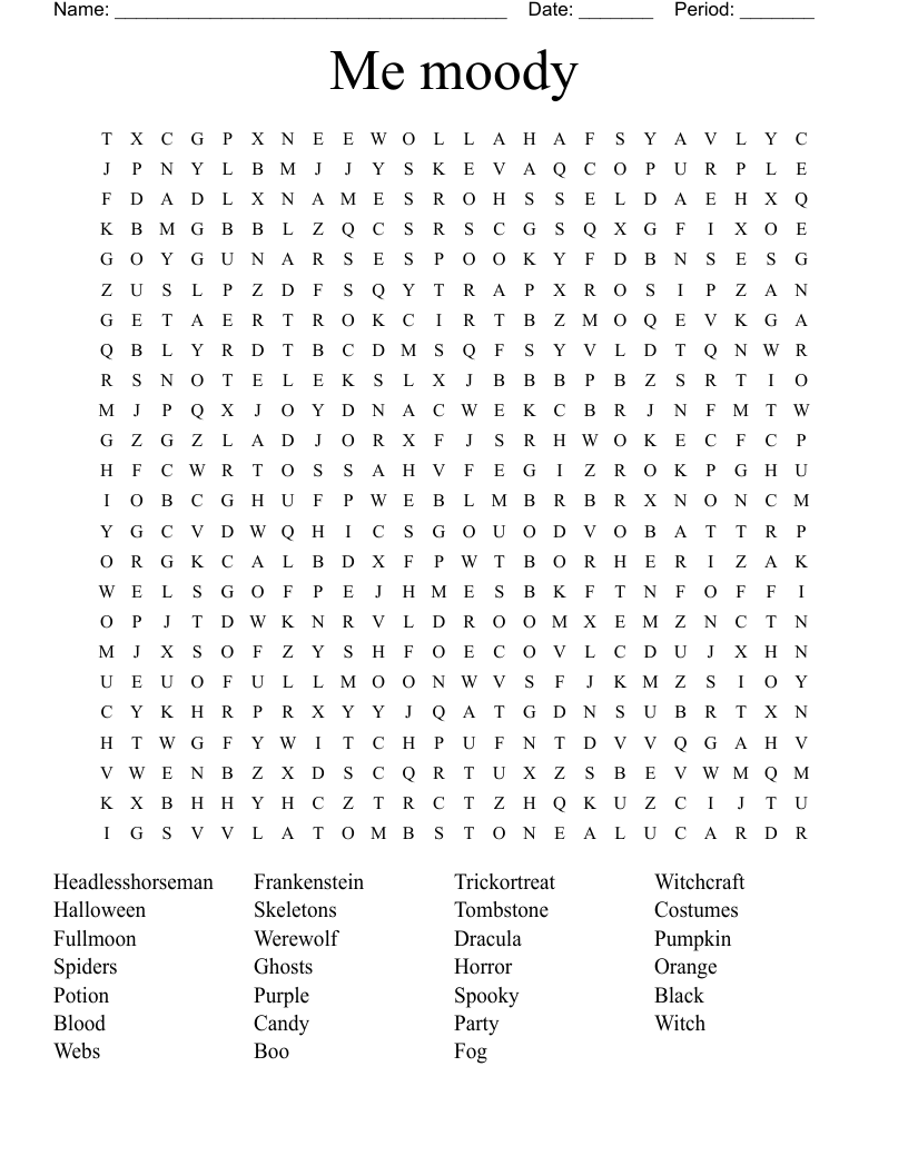 Halloween Word Search WordMint