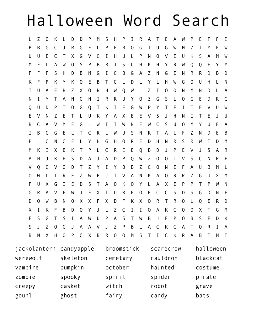 Halloween Word Search WordMint Halloween Word Search WordMint