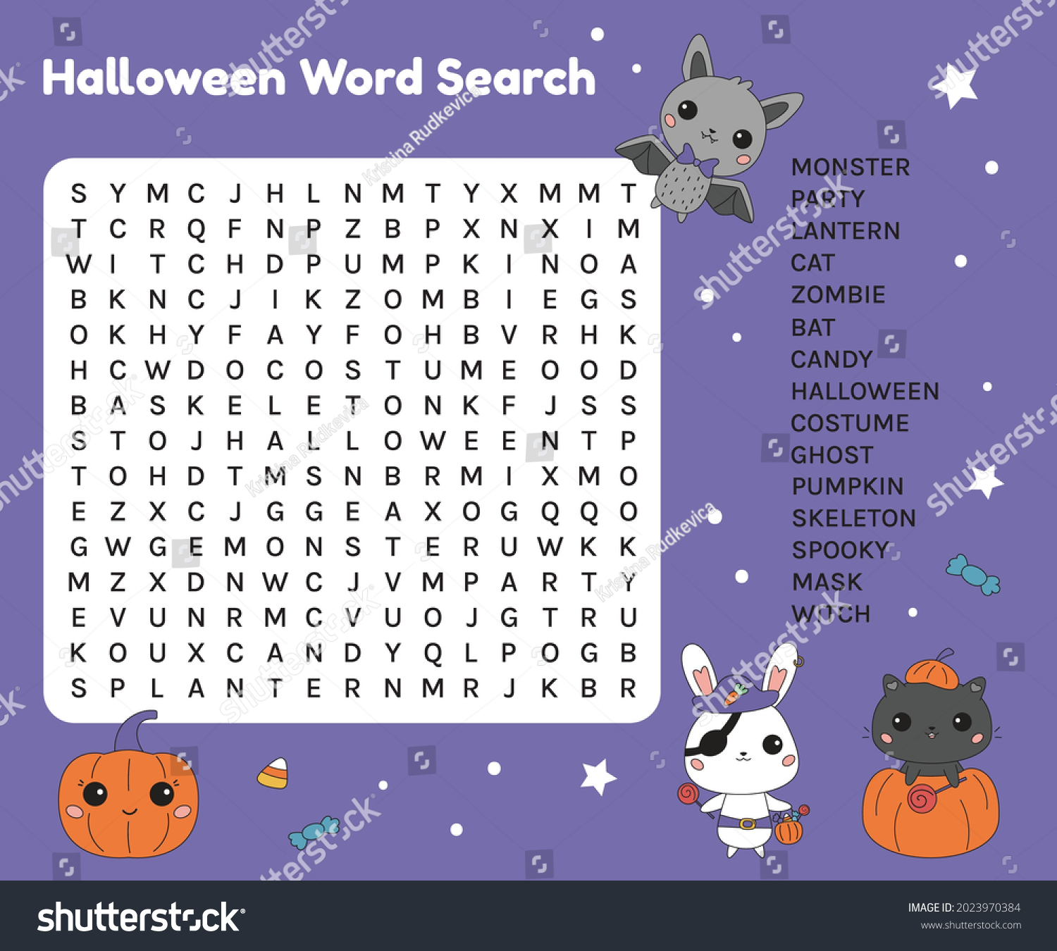 Halloween Word Search Worksheet Children Learn Stock Vector Royalty Free 2023970384 Shutterstock