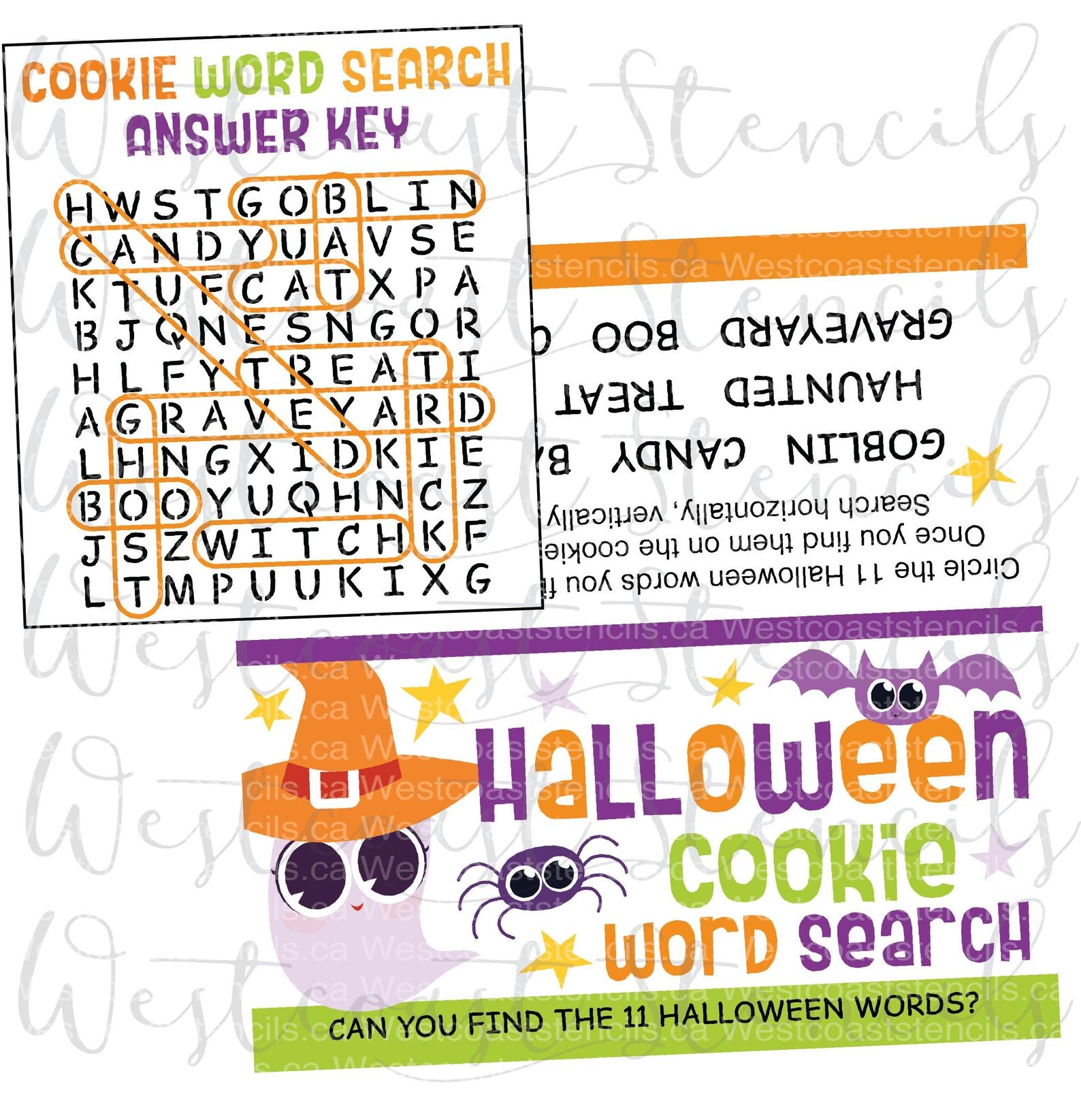 Halloween Wordsearch Word Search Bag Topper For Royal Icing Sugar Cookies