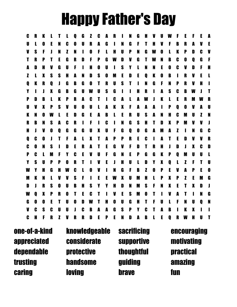 Happy Father s Day Word Search WordMint