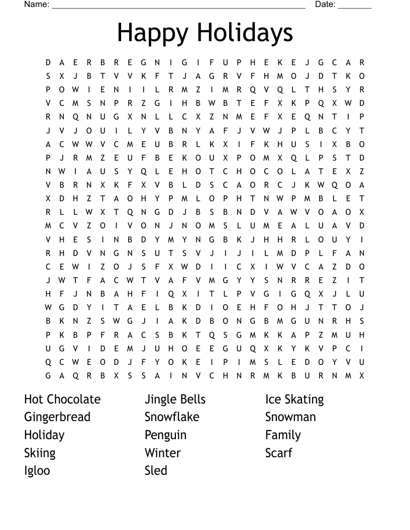 Printable Word Searches Easy